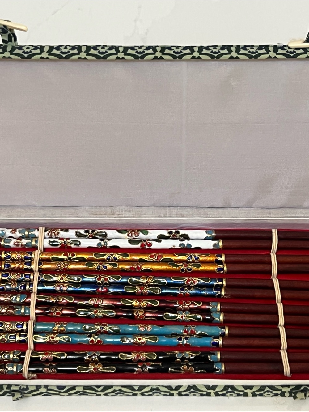 Vintage Cloisonné Chopsticks Set - Multicolor
